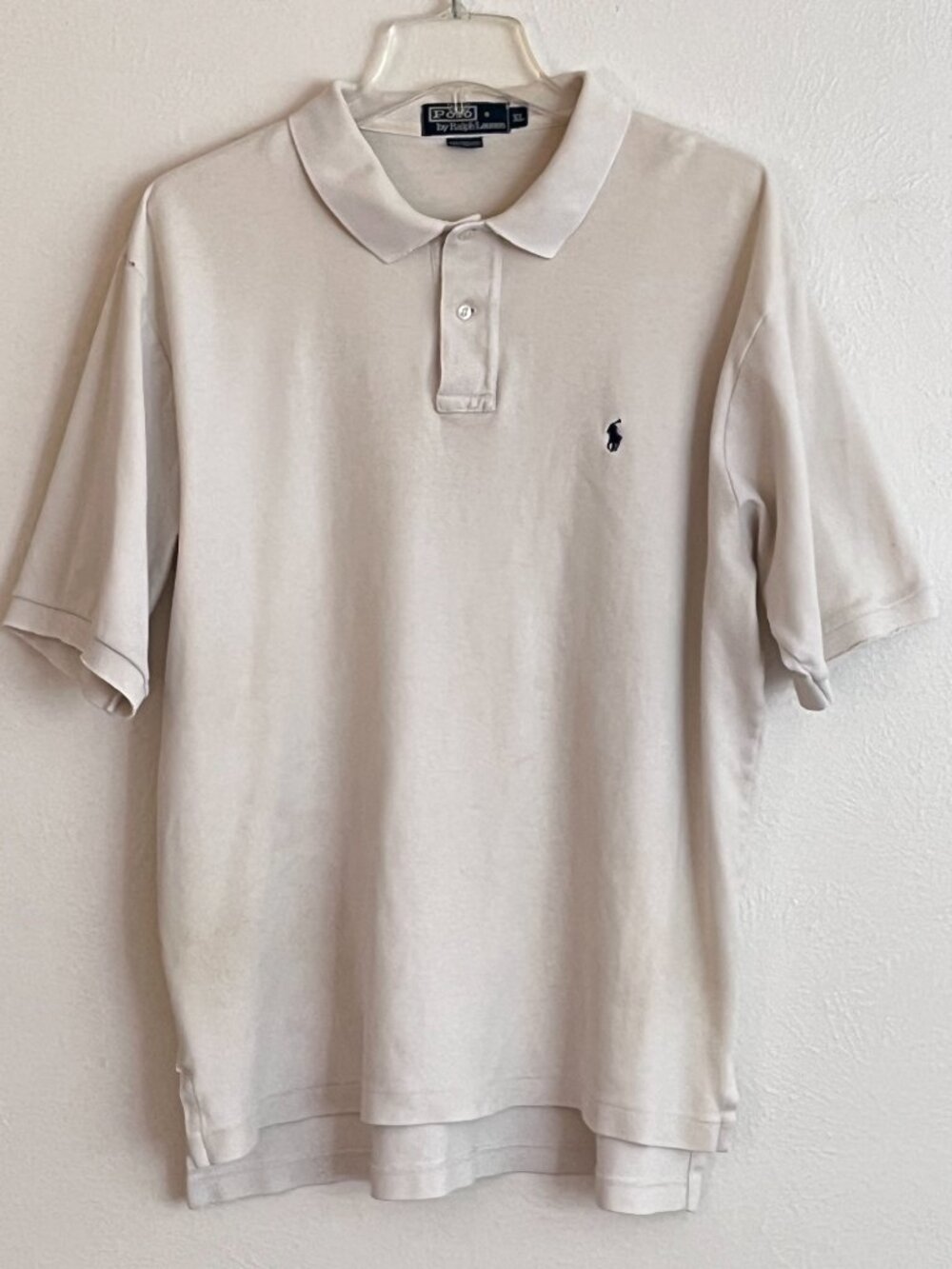 Polo Ralph Lauren Men's 100% Cotton Cream Short Sleeve Polo Shirt Size XL Preppy